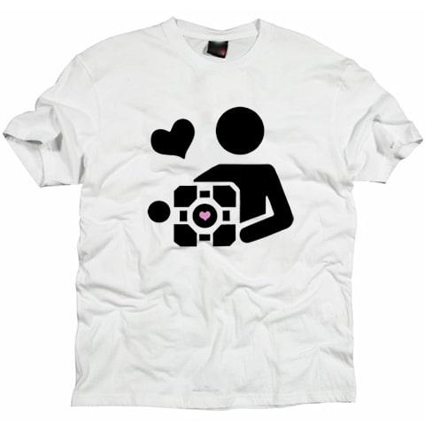Love Companion Cube Portal Gaming T shirt